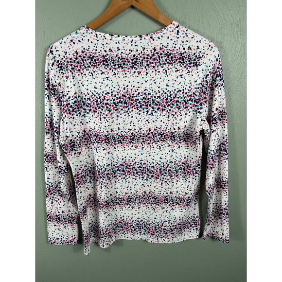Talbots Women's Size Medium White Cotton Colorful Polka Dots Long Sleeve Shirt - Picture 9 of 10